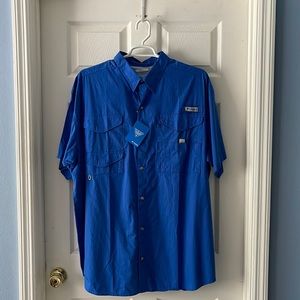 Blue Columbia PFG Button Down Shirt